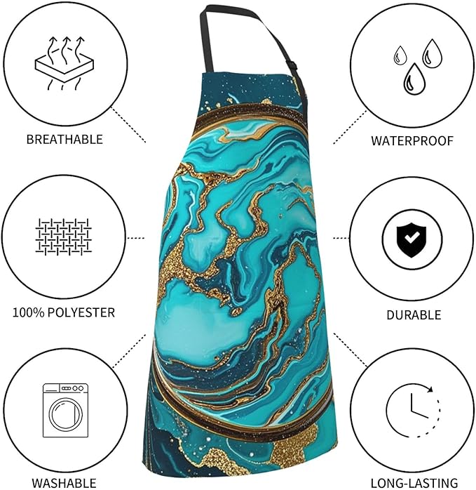 Waterproof Apron Adjustable Bib for Women Men Vintage Nautical White Ship Cooking Aprons Chef Bibs with 2 Pocket