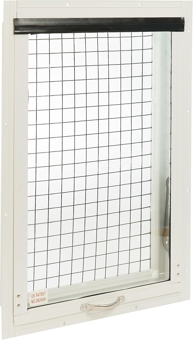 Chicken Coop Window 14" W x 21" H, Flush Mount Tilt Out White for Chicken Coops, Sheds, and Playhouses 1 PK (WCC1421W-BX1)