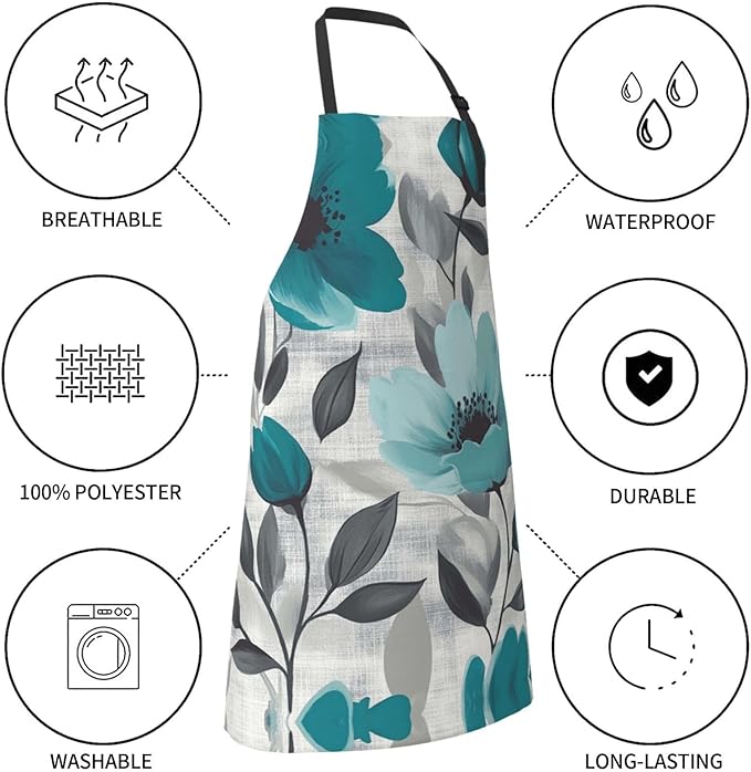 Kitchen Aprons for Men Women Waterproof Apron with 2 Pockets Whale Tail Apron Adjustable Bib Aprons