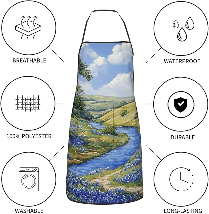 Kitchen Aprons for Men Women Waterproof Apron with 2 Pockets Tropical plants and parrots Apron Adjustable Bib Aprons