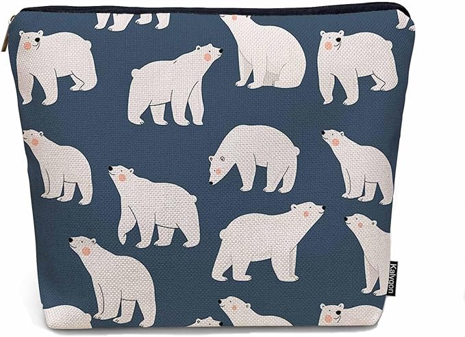 Polar Bear Makeup Bag For Women, Adorable Cosmetic Bag Makeup Bags, Cute Arctic Polar Bear Zipper Bag Travel Bags Toiletry Organizers Pouch Bags Washing Bags For Gym Bathroom