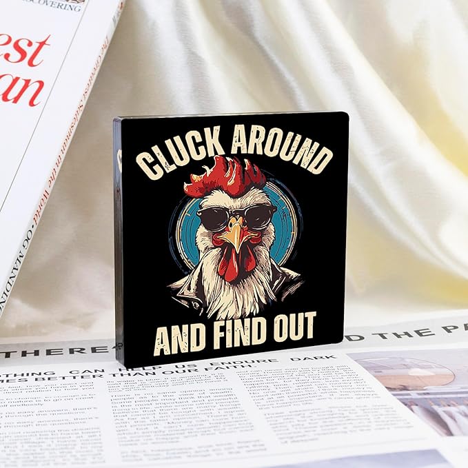 Chicken Gifts For Women Chickens Lovers Mom Kids Man Vintage Acrylic Plaque Desk Decoration Chicken Coop Accessories Farmhouse Wall Decor Cluck Around And Find Out Sign For Home Kitchen Garden
