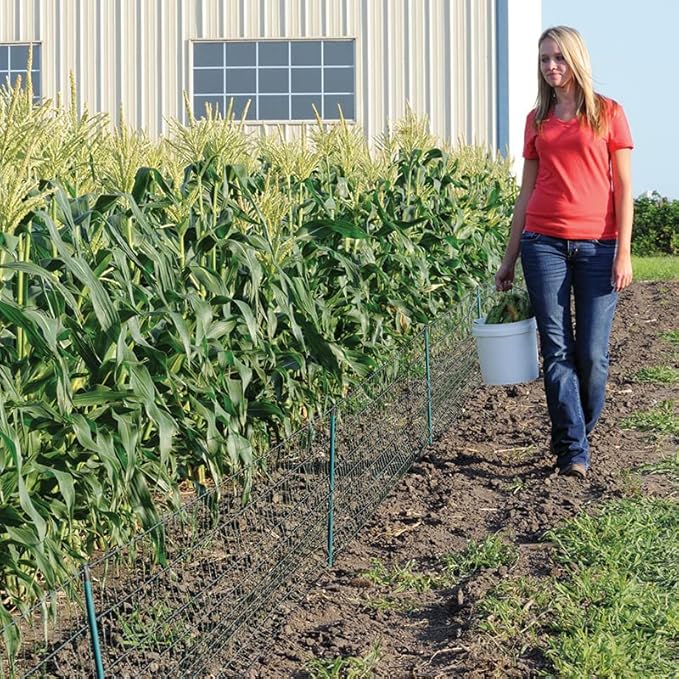 Premier 1 VersaNet® Plus, 20" H x 100'L Portable Electric Garden Net Fence with Built-in Posts | 2" x 2" Strand Spacing at Bottom to Keep Rabbits, Raccoons & Varmints Out of Gardens | Green/Black