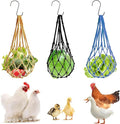 3pcs Hanging Chicken Feeder, Chicken Vegetable String Bag, Poultry Fruit Holder, Chickens Vegetable Hanging Feeder, Cabbage Treat Feeding Tool for Poultry Hens Duck Goose Large Birds
