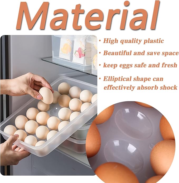Anyumocz 2 Pack Covered Egg Holder,Clear Egg Holder Storage Container,Stackable Plastic Refrigerator Egg Trays for Deviled Egg,Protect and Keep Fresh(48 Eggs)
