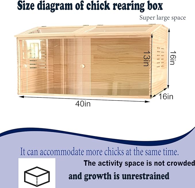 Brooder Box for Chicks,Quail cage,Baby Chicken Supplies,Includes Chicken coop Heater/Quick Installation Tool/Feeding Trough/Water Dispenser, etc,Suitable for Chicks/Duck/Parrot (40" L x 16" x 16")