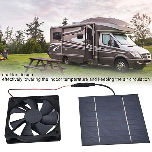 Solar Powered Exhaust Fan, 10W 12V 2A Wall Mount Ventilation and Cooling Dual Fans Waterproof Window Exhaust Ventilator, Portable Solar Panel Fan Kit for Chicken Coop, Greenhouse, Dog House