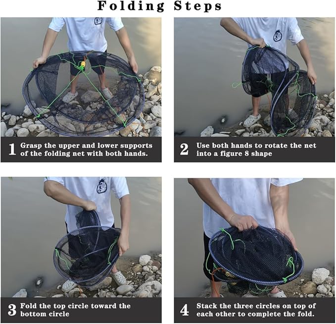 Drasry Fishing Net Trap for Crayfish Crab Bait Minnow Shrimp Foldable Fish Crawdad Lobsters Cast Net Collapsible