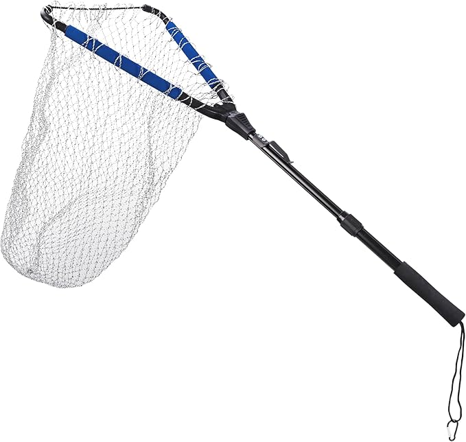 RESTCLOUD Fishing Landing Net with Telescoping Pole Handle, Fishing net Freshwater for Kids Men Women, Extend to 40-63 Inches