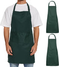Will Well Kitchen Apron for Men and Women - 33" x 27" Oil-and-Water-Resistant with Adjustable Neck Strap and 38" Waist Ties for a Snug Fit, Lightweight with 2 Front Pockets - 2-Pack, Green