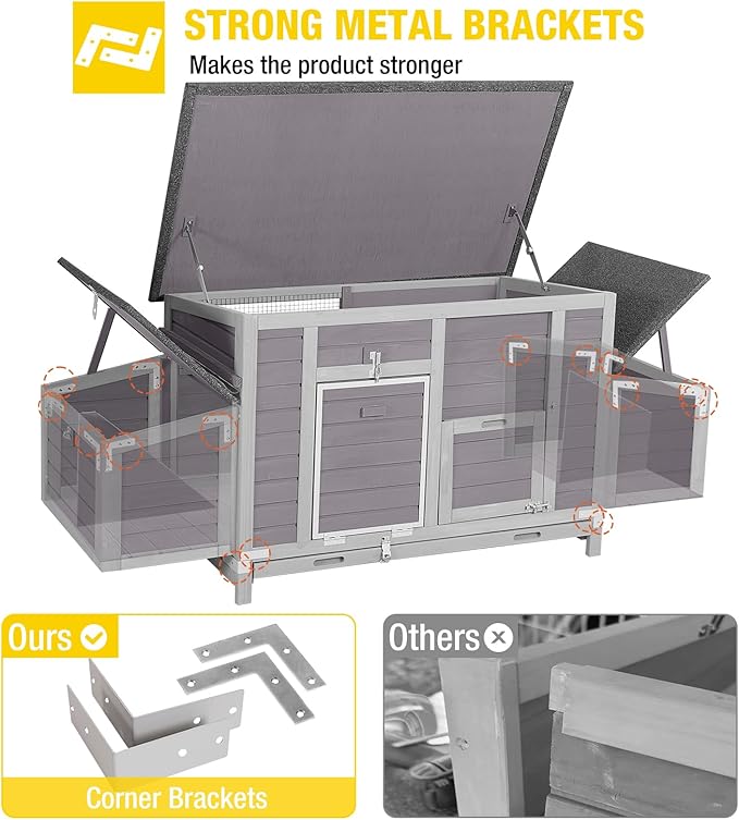 Aivituvin Chicken Coop 67.3" Large Duck House with 4 Nesting Boxes for 2-4 Chickens Outdoor Hen House Chicken Cage