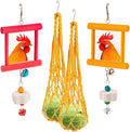 RLRICH 6 PCS Chicken Toys for Coop, Hanging Swing Mirror with Bells Chicken Vegetable Cabbage Feeder for Hens Goose Duck, Chick Beak Grinding Calcium Stone Chewing Toy Chicken Coop Accessories