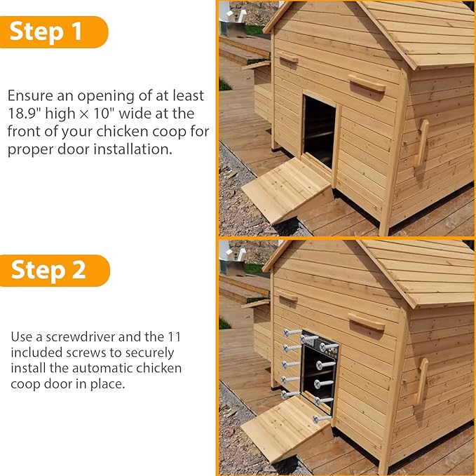 Automatic Chicken Coop Door Solar Powered with Timer & Light Sensor, Motion Sensor, LCD Display & Remote Control, Weatherproof Chicken Door for Chicken, Ducks, Rabbits