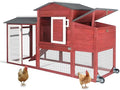 71" Chicken Coop Large Wooden Chicken Tractor - with Wheels Waterproof Outdoor Hen House Poultry Cage Back Yard Chicken Coops with Run, Laying Boxes and Secure Enclosure