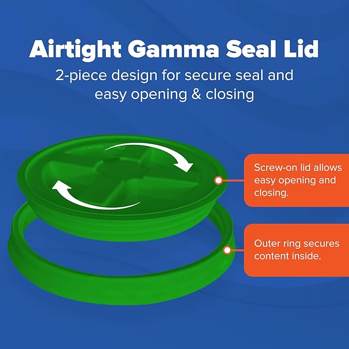 ePackageSupply 5 Gallon White Bucket with Green Gamma Seal Screw on Airtight Lid | Made in USA | Food Grade | Heavy-Duty HPDE Plastic | Durable 90 Mil Pail | Easy Stack and Store | BPA Free (3 Count)