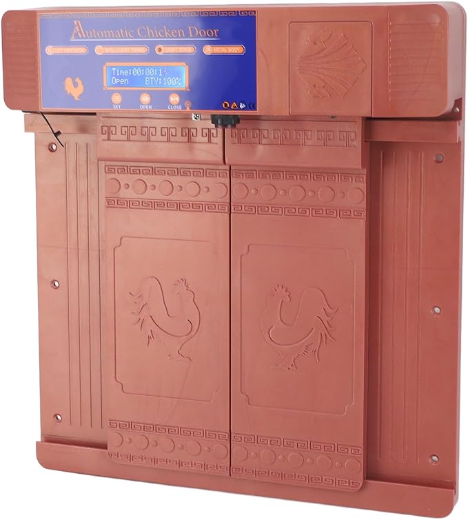 Solar Automatic Chicken Coop Door Professional Infrared Prevents Pinch Multi Modes Auto Coop Door with Timer Light Sensor and Remote Control for Chicken Duck Goose Poultry Plastic (Antique Brass)