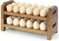 2-Tier Wooden Egg Holder for 36 Eggs, Wooden Egg Holder Countertop with Carry Handle for Chicken, Duck, and Quail Eggs (Stackable)
