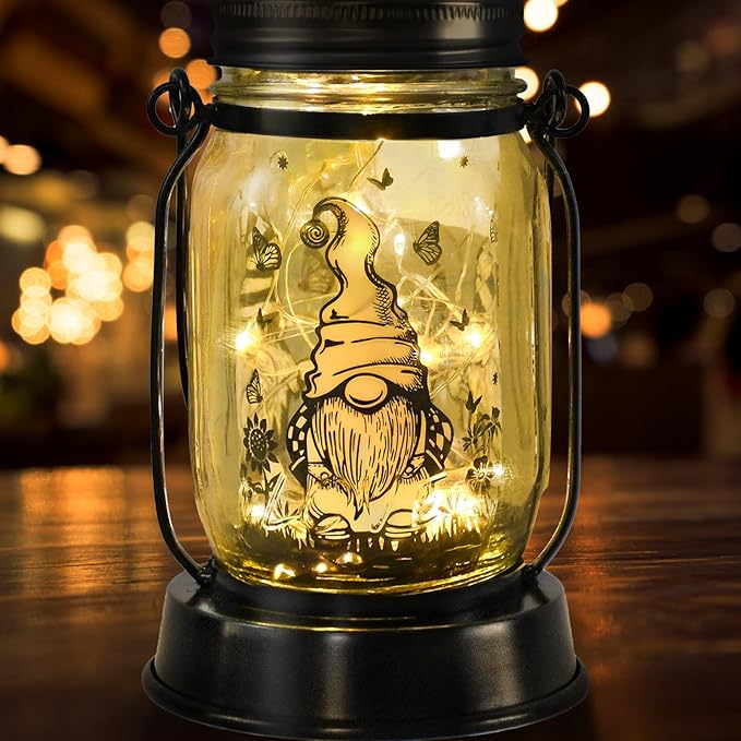 Gnome Gifts for Women/Men Gnome Lovers Solar Lantern Mom Birthday, Mothers Day, Christmas Gifts, Dwarf Solar Funny Garden Decoration Outside for Yard, Patio,Backyard,Porch, Torches