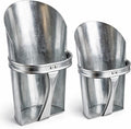 Domensi 2 Pcs Heavy Duty Metal Feed Scoops, Large 4 Qt & 2.5 Qt Galvanized Steel Horse Feed Scoop for Grain, Livestock, Chicken & Dog Food, Easy Clean