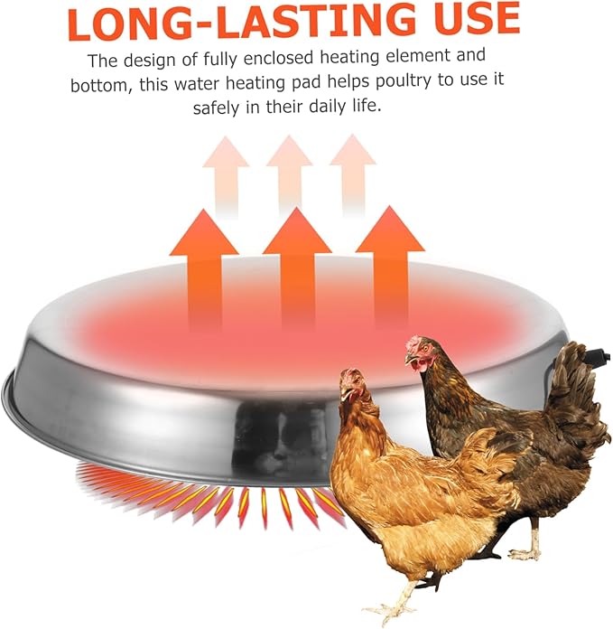 Yardwe Chickens Poultry Heating Tool Farm Water Heater Winter Drinkers Base Auto-Off Safety