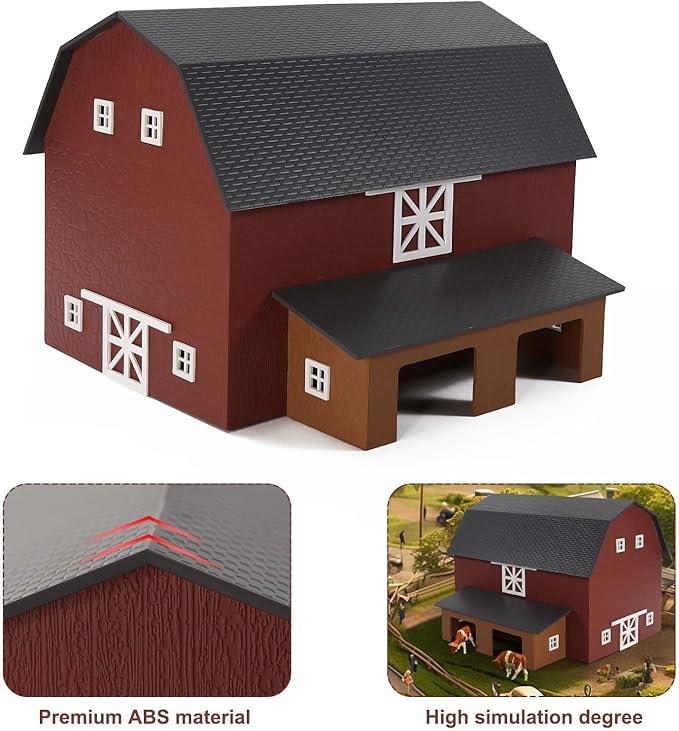 HO Scale Deluxe Barn Chicken Coop – Unbuilt Farm Building Kit for Model Layout (Brown)