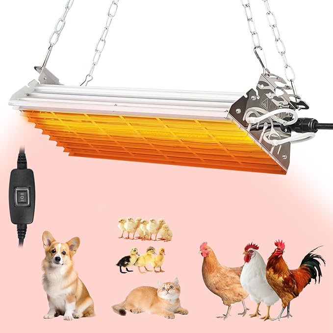 Chicken Coop Heater Large Chicken Heat Lamp, 400 Watt Two-Stage Temperature Chicken Brooder Lamp, Chicken Coop Accessories Carbon Fiber Coop Heater for Chicks, Ducks, Poultry House