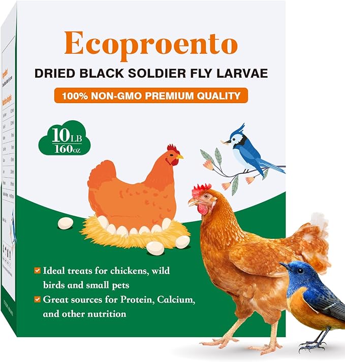 10LB Dried Black Soldier Fly Larvae – High Calcium Chicken Treat for Laying Hens, Ducks & Wild Birds, 85X More Calcium Than Mealworms, Premium High-Protein Poultry Snack