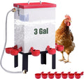 3 Gallon Chicken Waterer,Stainless Steels Automatic Chicken Waterer Feeder with Float Valve,Water Cups, Bottom Bracket and Hose (One End 3/4") Poultry Waterer Dispenser for Quail Duck Goose Turkeys