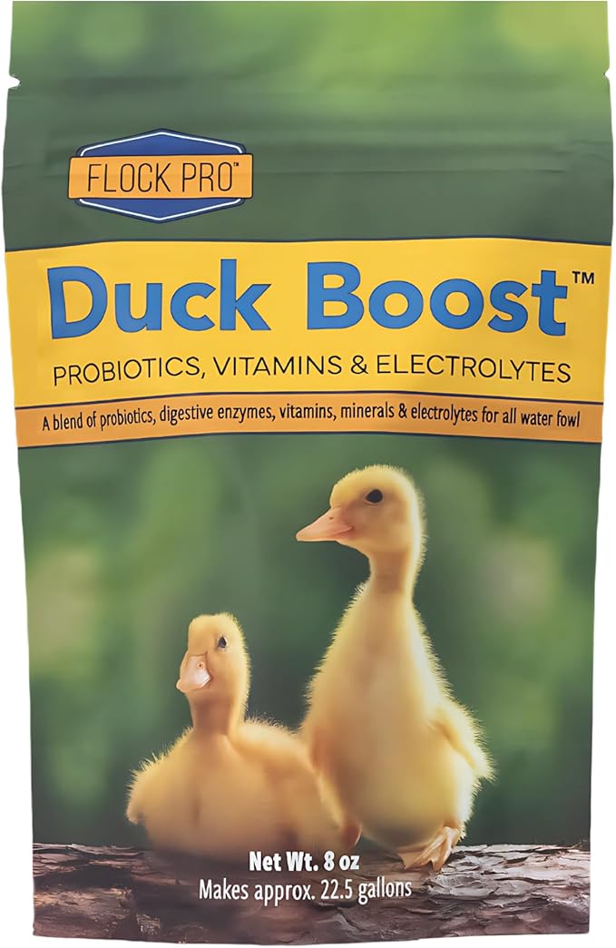 Flock Pro's Duck Boost Essential Waterfowl Supplement with Probiotics, Brewers Yeast Powder & Organic Oregano - 8 oz (22.5 Gal)