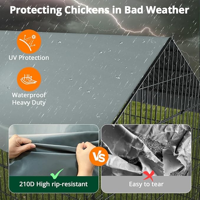 PawGiant Chicken Coop, Chicken Run Pen for Yard with Cover Outdoor Metal Portable Chicken Tractor Cage Enclosure Crate Outside for Small Animals Duck Rabbit Hen 21ft x 3.5ft