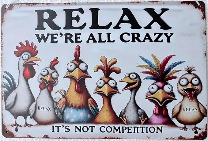 8 Pack Chicken Coop Signs, Funny Metal Farm Decor Outdoor, Rustproof Vintage Signs for Chicken Lovers, Farm House Personalized Gifts for Yard Fence Decor 12x8 Inches