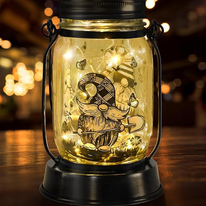 Gnome Gifts for Women/Men Gnome Lovers Solar Lantern Mom Birthday, Mothers Day, Christmas Gifts, Dwarf Solar Funny Garden Decoration Outside for Yard, Patio,Backyard,Porch, Torches
