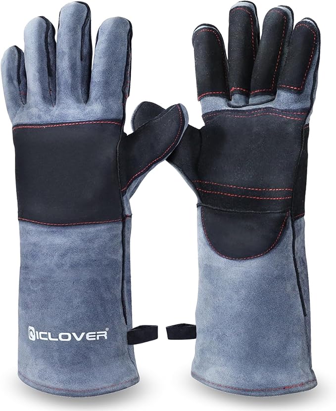 IC ICLOVER Animal Handling Gloves Snake Bite Proof, Double Leather Padding, Anti-bite Dog Cat Bird Reptile Control Protection