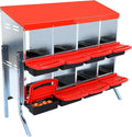 Chicken Nest Box,8-Compartment Egg-Laying Box, Rolling Tilting Metal Hen House, Convenient for Collecting Eggs - Ventilated Chicken Poultry Equipment - Suitable for Hens, Ducks Red,with Stand