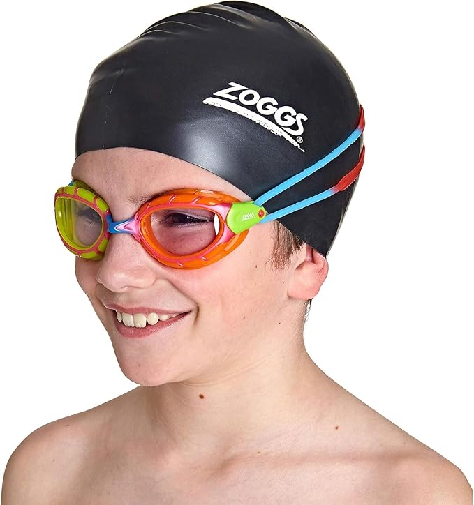 Zoggs Junior Predator Anti-Fog UV Protection Adjustable Strap No-Leak Comfortable Soft Silicone Swimming Goggles, 6-14 Years