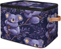 Storage Cubes with Lid Fabric Storage Bins Boxes PU Leather Handles, Cute Koalas Closet Organizer Container Foldable Washable Shelf Cloth Basket, Cartoon Koala