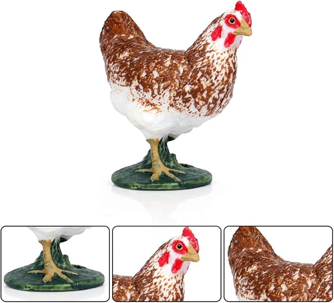 Farm Animals Figures, 5 Piece Simulated Farm Chicken Animal Statue Realistic Chicken Farm Animals Figures Cake Topper, Chicken Model Easter Egg Christmas Birthday Gift