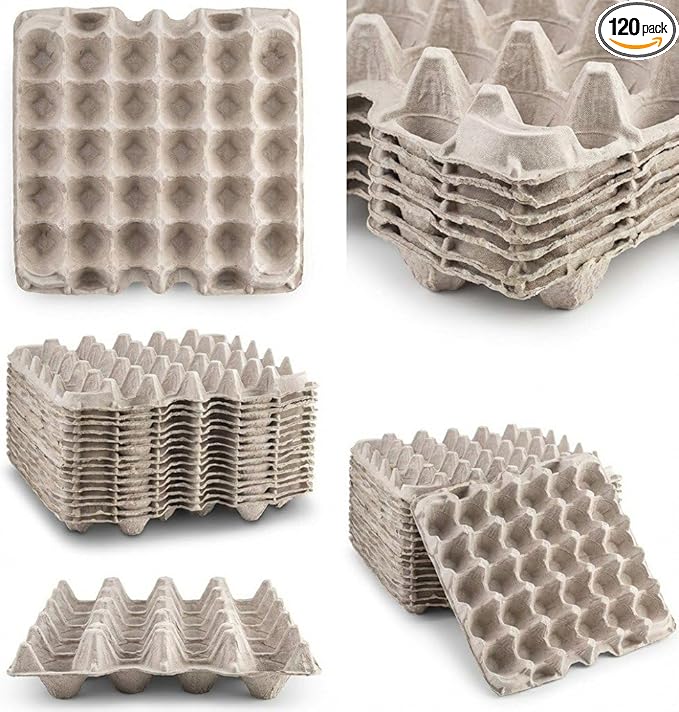 120 -Pack Cardboard Egg Trays, Holds 30 Eggs - Made in USA Eco-Friendly Paper Pulp Egg Cartons for Storage, Organization and Farm Fresh Eggs (120)