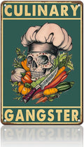 PEACHGARDEN Kitchen Wall Decor Vintage Skull Metal Sign Funny Culinary Gangster Tin Sign Cooking Poster Wall Decor for Home Kitchen Bar Pub Man Cave Cafe 8x12inch