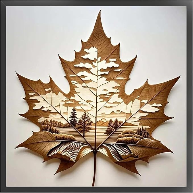 Dead Leaf Forest Stamped Cross Stitch Kits for Adults Beginners - 45x45cm 11CT Pre-Printed Embroidery Needlepoint Starter Kit, DIY Craft Perfect for Home Wall Decor Gift and Seasonal