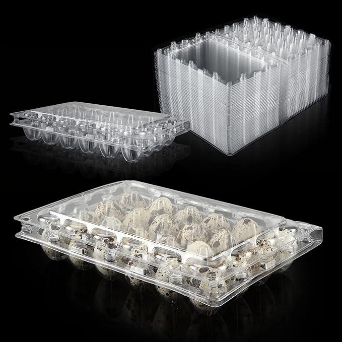 100 Pcs Quail Egg Cartons, 24 Grids Clear Quail Egg Cartons, Reusable Quail Egg Cartons Cheap Bulk, Plastic Stackable Egg Storage Box for Small Eggs,Quail,Pheasant,Pigeon Eggs