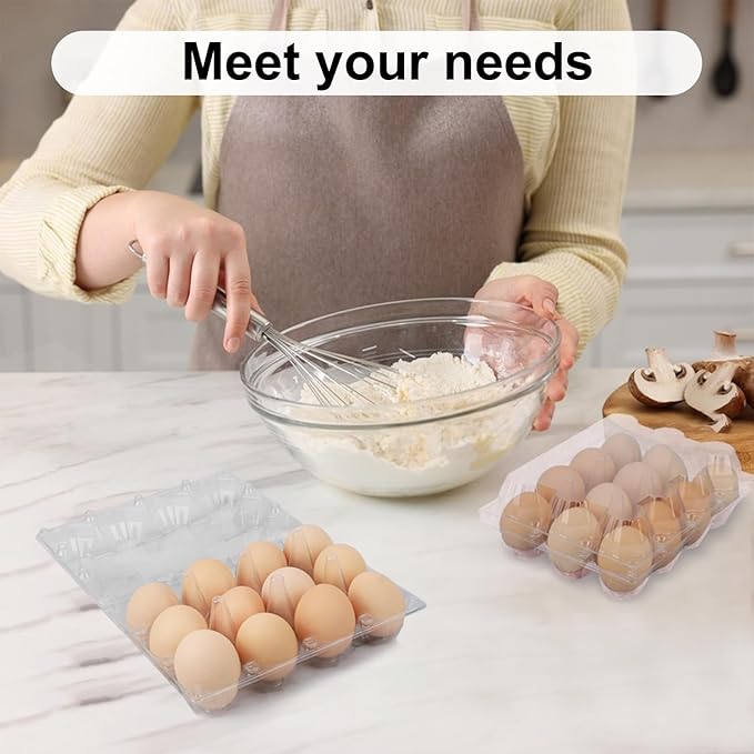 110 Packs 3 x 4 Clear Egg Cartons, 1 Dozen Plastic Egg Cartons, Transparent Chicken egg Trays Holds up to 12 Eggs for Storage and Market Display