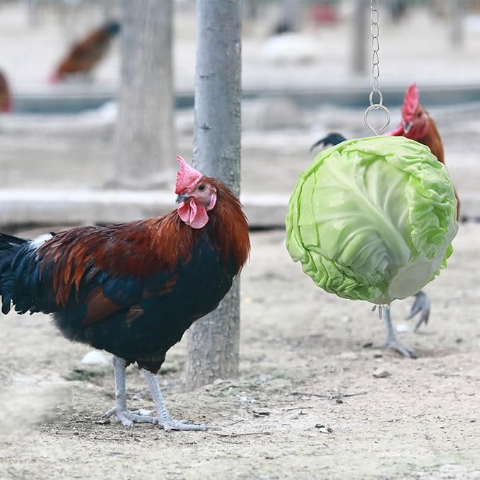 2PCS Chicken Feeding Toys Set, Chicken Hanging Feeder Toy Hanging Fruit Fork & Mesh Bag, Keeps Food Clean and Dry (A,Mesh+Fork)