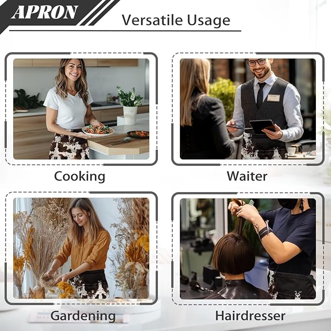 Waist Apron with 3 Pockets Waterproof 13 Inch Short Half Waist Aprons Women Men Server Aprons Waitress Waiter Apron