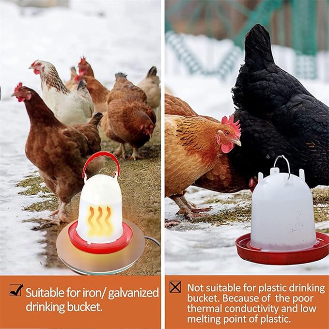 Heated Poultry Waterer Base, Electric Chicken Water Heater for Winter, Coop Accessories for Hen Duck and Goose with Thermostat (Blue_20cm)