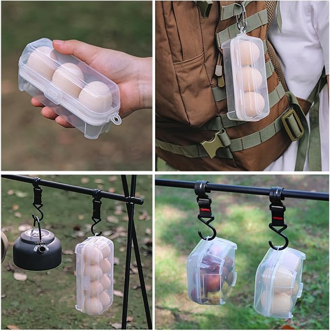 2 Pack Camping Egg Carrier 3 Grids Storage Container Portable Shockproof Eggs Protective Case Box Organizer Tray for Hiking Trekking Camper Outdoor Trip Picnic Kitchen Refrigerator