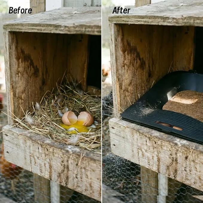 Roll Away Nesting Box for Chicken Coop with 3 Coconut Fiber Nesting Pads,Hen House Accessories,Black (1Pack)