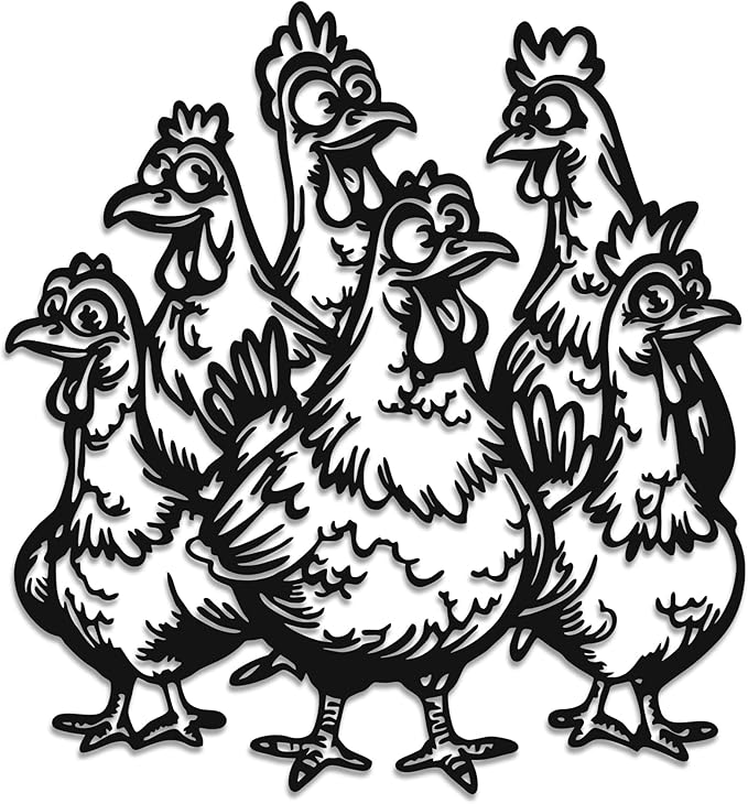 Chicken Decor for Kitchen- Metal Rooster Chicken Coop Decor- Weatherproof Metal Rooster Art - Christmas, or Thanksgiving Gift (12x11 Inch)