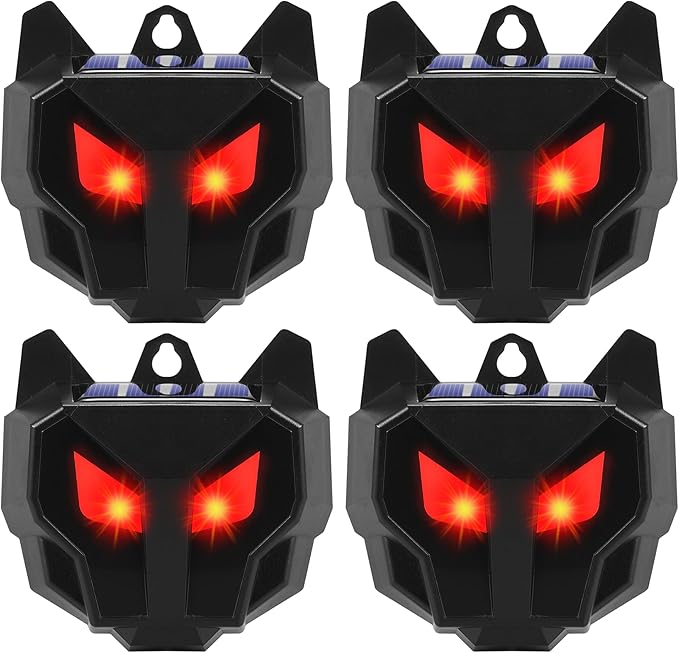 Solar Nocturnal Animal Repeller Outdoor 4 Pack, Predator Eyes Animal Deterrent Lights for Raccoon Coyote Skunk Deer Fox Control, Waterproof Repellent Device for Chicken Coop Yard Outdoor
