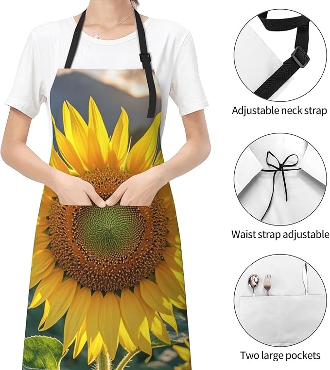 Waterproof Apron Adjustable Bib for Women Men Tractor farm Cooking Aprons Chef Bibs with 2 Pocket